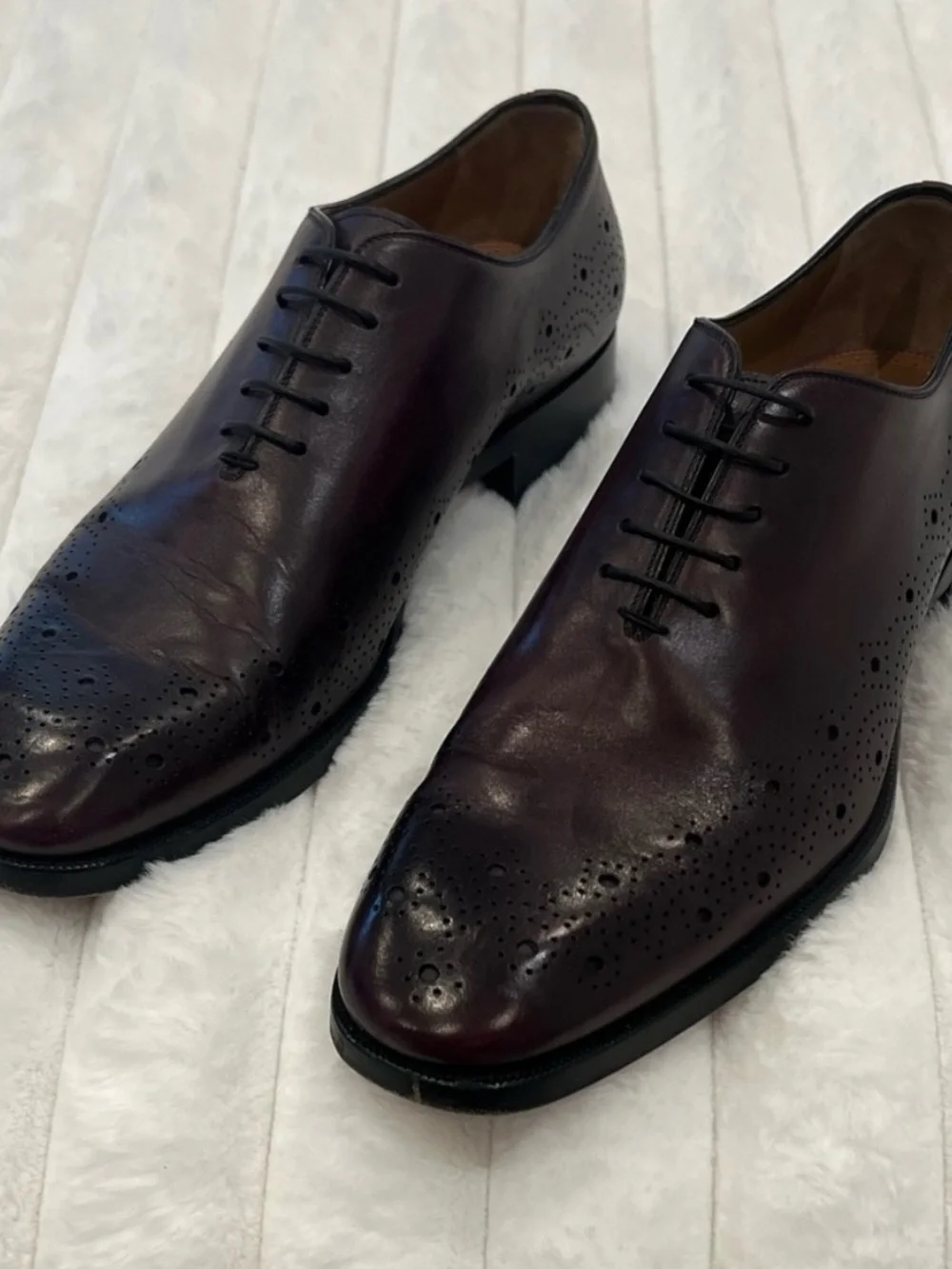 Christian Louboutin Dark Burgundy Leather Oxfords